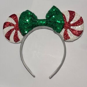 Festive Sequin Peppermint Ears Headband